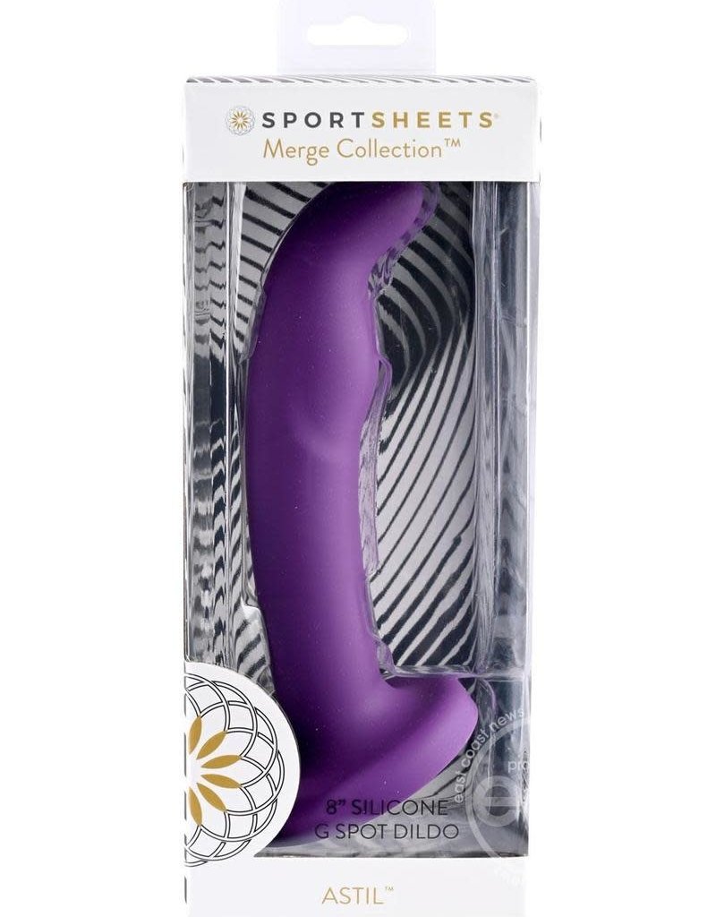 Sportsheets Astil Silicone Curved Dildo with Suction Cup 8in - Purple