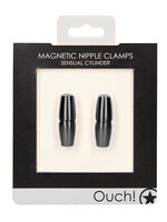 Shots Ouch! Shots Ouch Sensual Cylinder Magnetic Nipple Clamps - Black