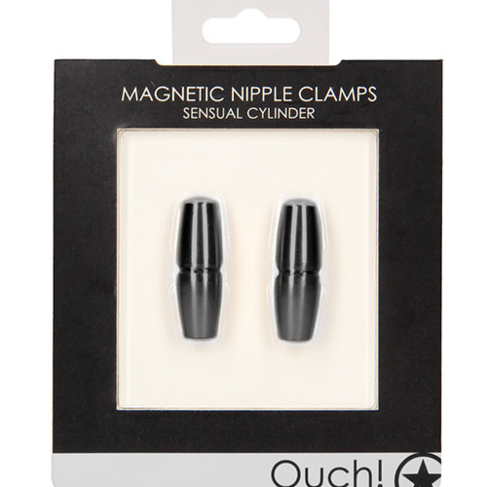 Shots Ouch! Shots Ouch Sensual Cylinder Magnetic Nipple Clamps - Black