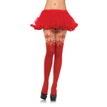 Leg Avenue Spandex Snowflake Opaque Tights w/ Sheer Thigh Accents - OS