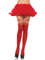 Leg Avenue Spandex Snowflake Opaque Tights w/ Sheer Thigh Accents - OS