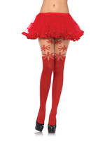 Leg Avenue Spandex Snowflake Opaque Tights w/ Sheer Thigh Accents - OS