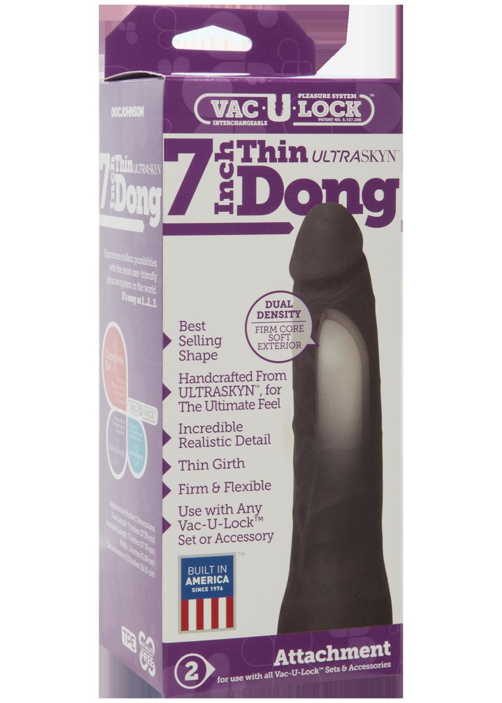 Doc Johnson Vac-U-Lock 7-Inch Ultraskyn Thin Dong