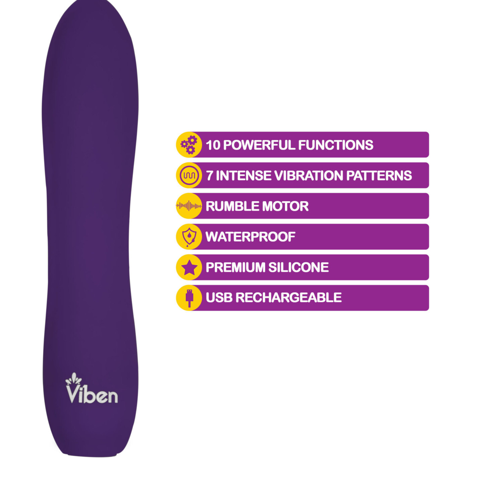 Viben Vivacious - Intense 10-Function Bullet - Violet