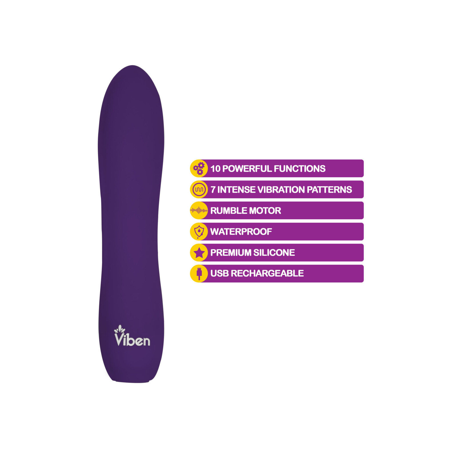 Viben Vivacious - Intense 10-Function Bullet - Violet