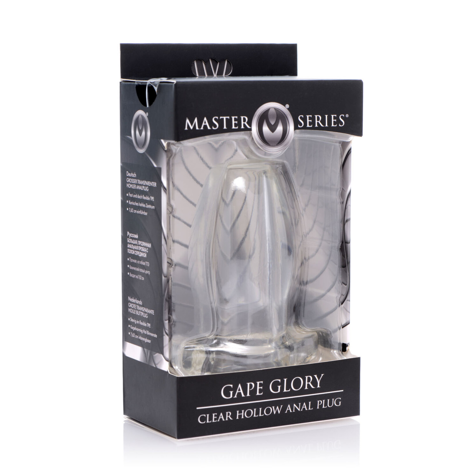 XR Brands Master Series Master Series Gape Glory Clear Hollow Anal Plug 3.9 Inch