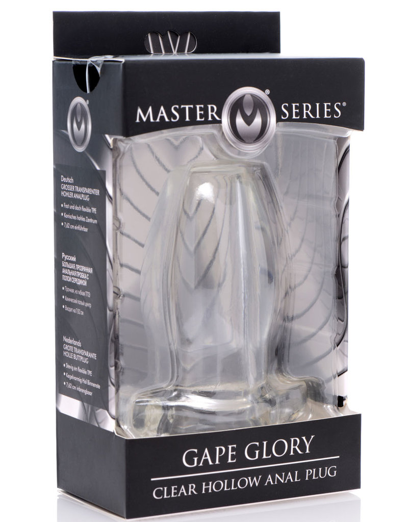 XR Brands Master Series Master Series Gape Glory Clear Hollow Anal Plug 3.9 Inch