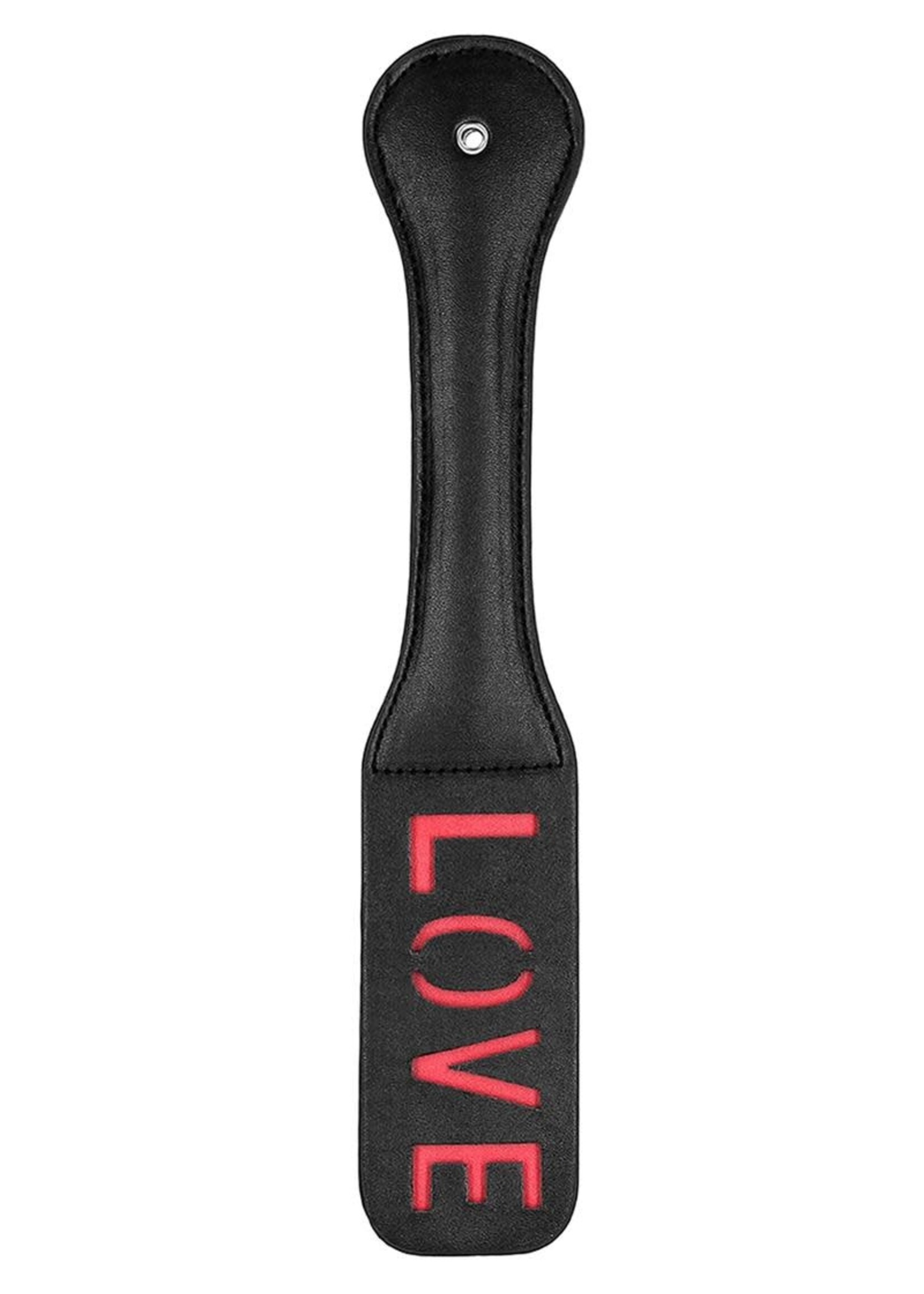 Shots Ouch! Ouch! Leather Paddle "Love" - Black