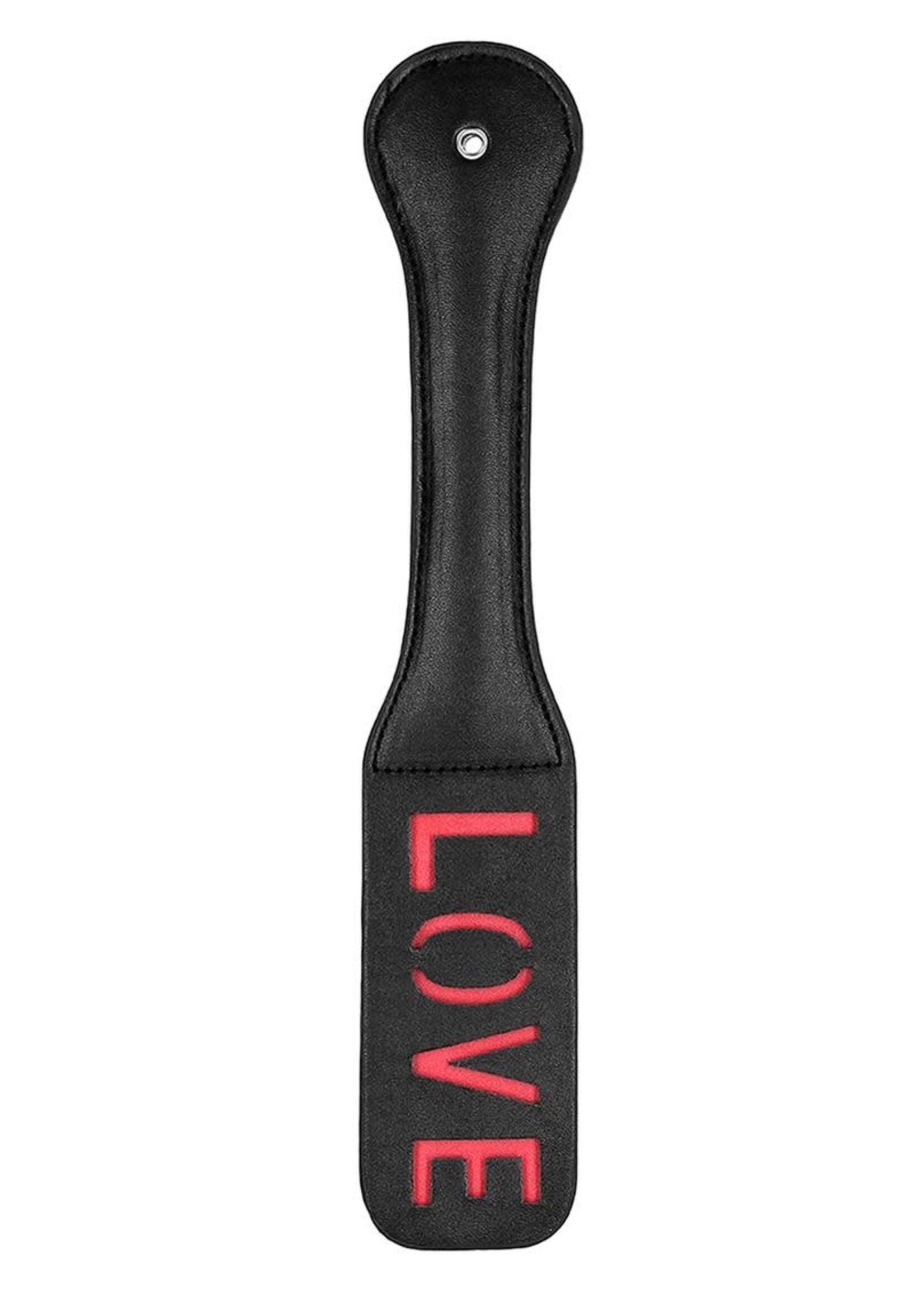 Shots Ouch! Ouch! Leather Paddle "Love" - Black