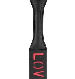 Shots Ouch! Ouch! Leather Paddle "Love" - Black