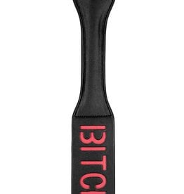 Shots Ouch! Ouch! Leather Paddle "Bitch" - Black