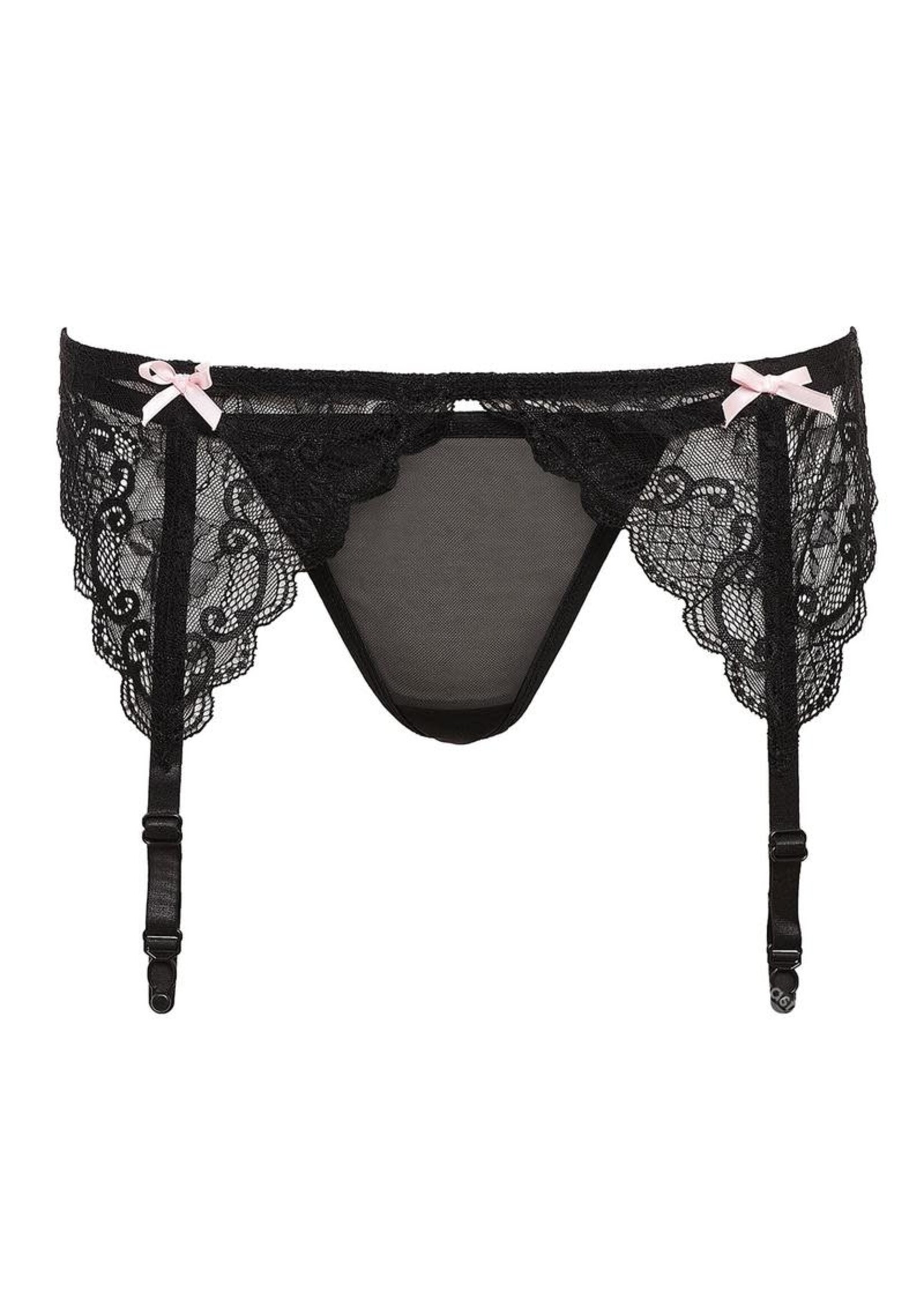 Barely Bare Barely Bare Garters Bows & Panty Black One Size