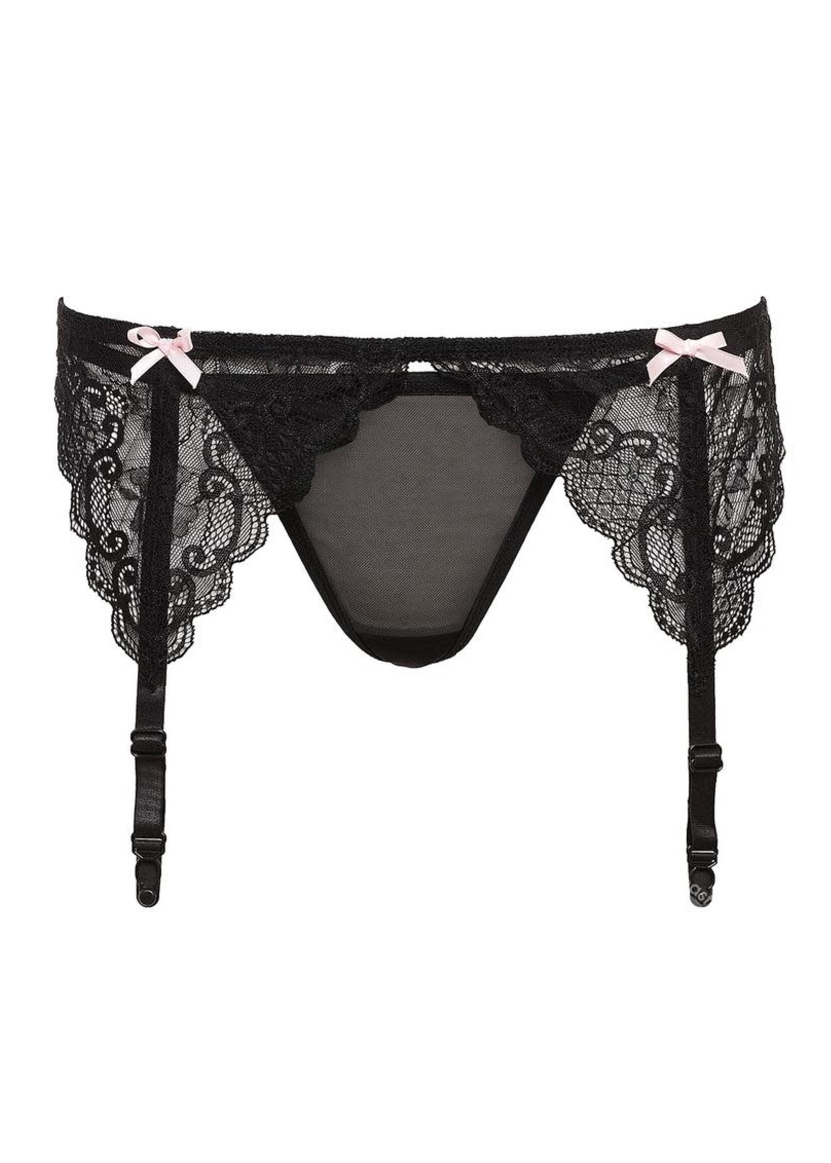 Barely Bare Barely Bare Garters Bows & Panty Black One Size