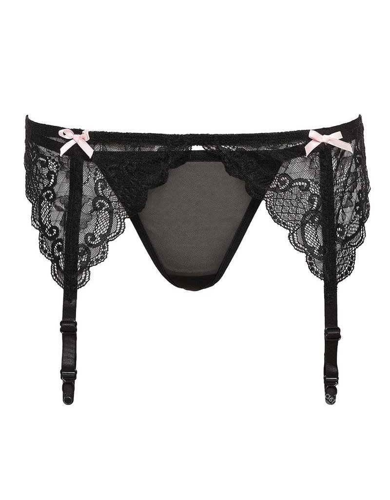 Barely Bare Barely Bare Garters Bows & Panty Black One Size