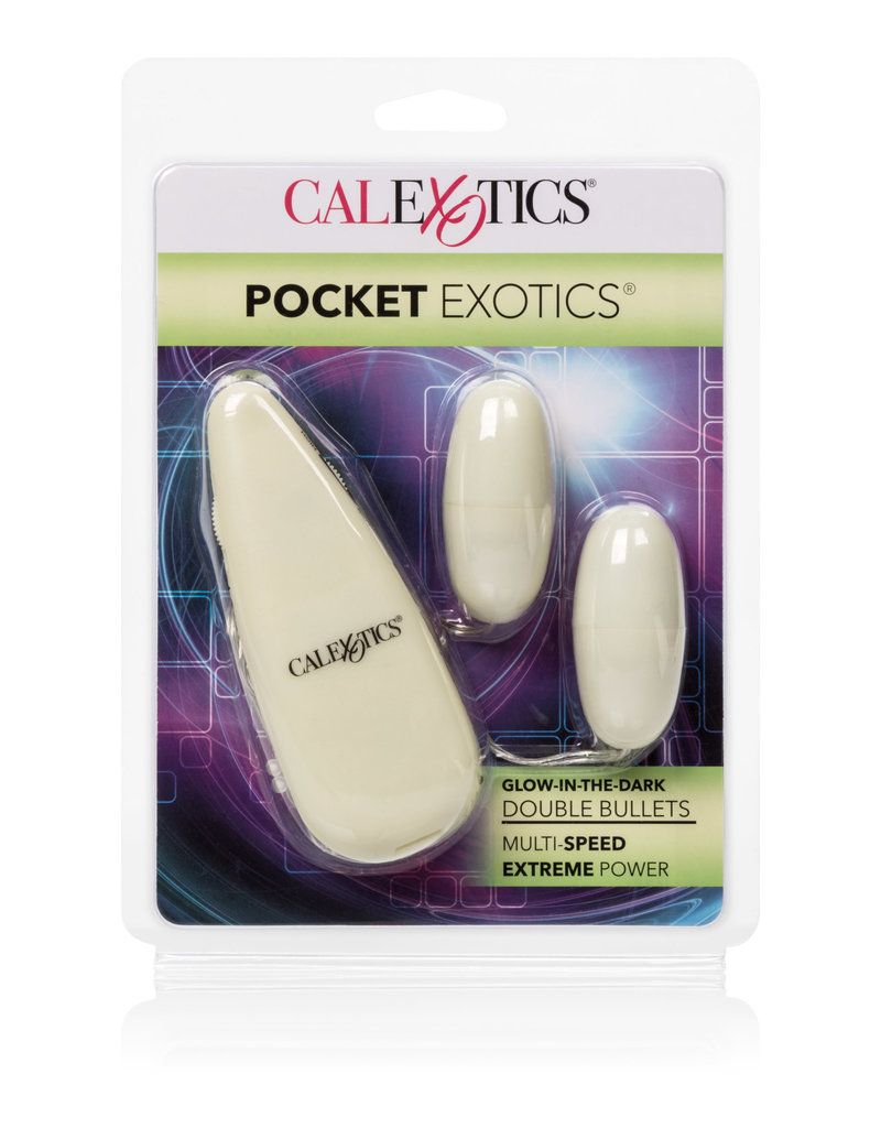 California Exotic Novelties Glow-in-the-Dark Pocket Exotics Vibrating Glowing Double Bullets
