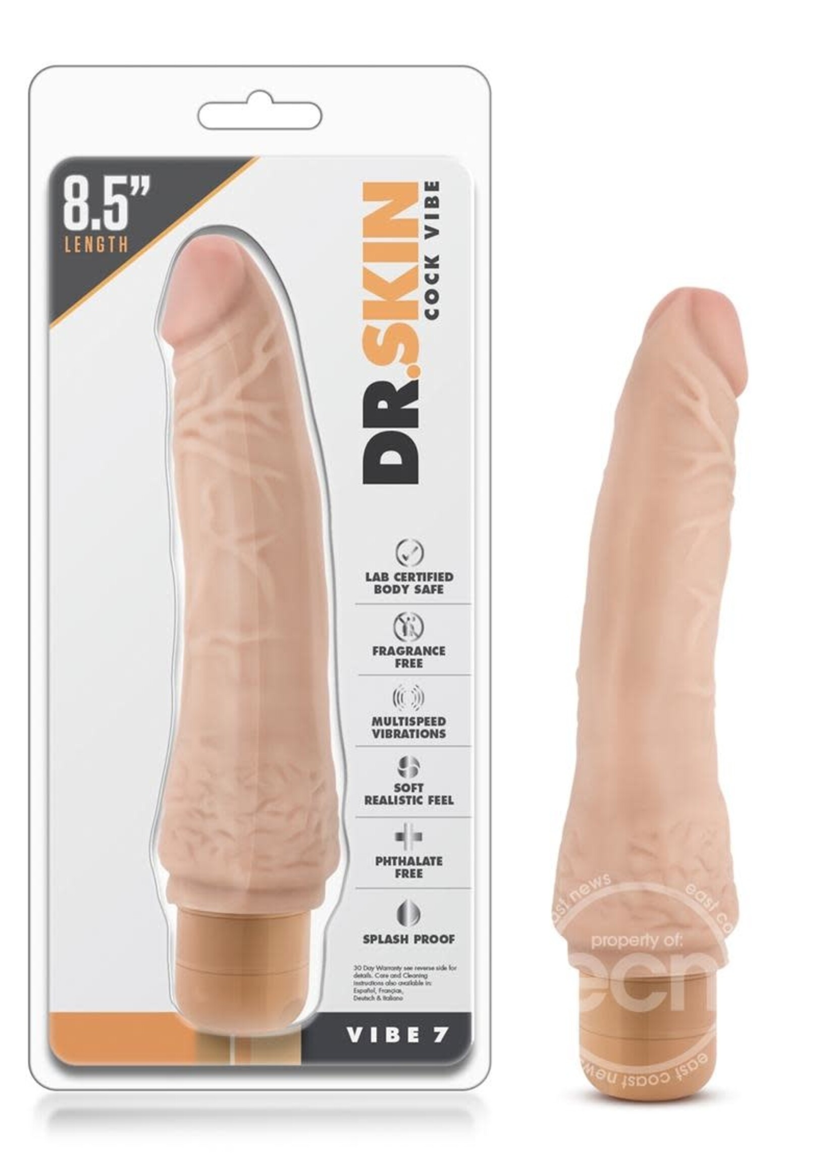 Blush Novelties Dr. Skin Cock Vibe #7 - 8.5" Vibrating Cock Beige