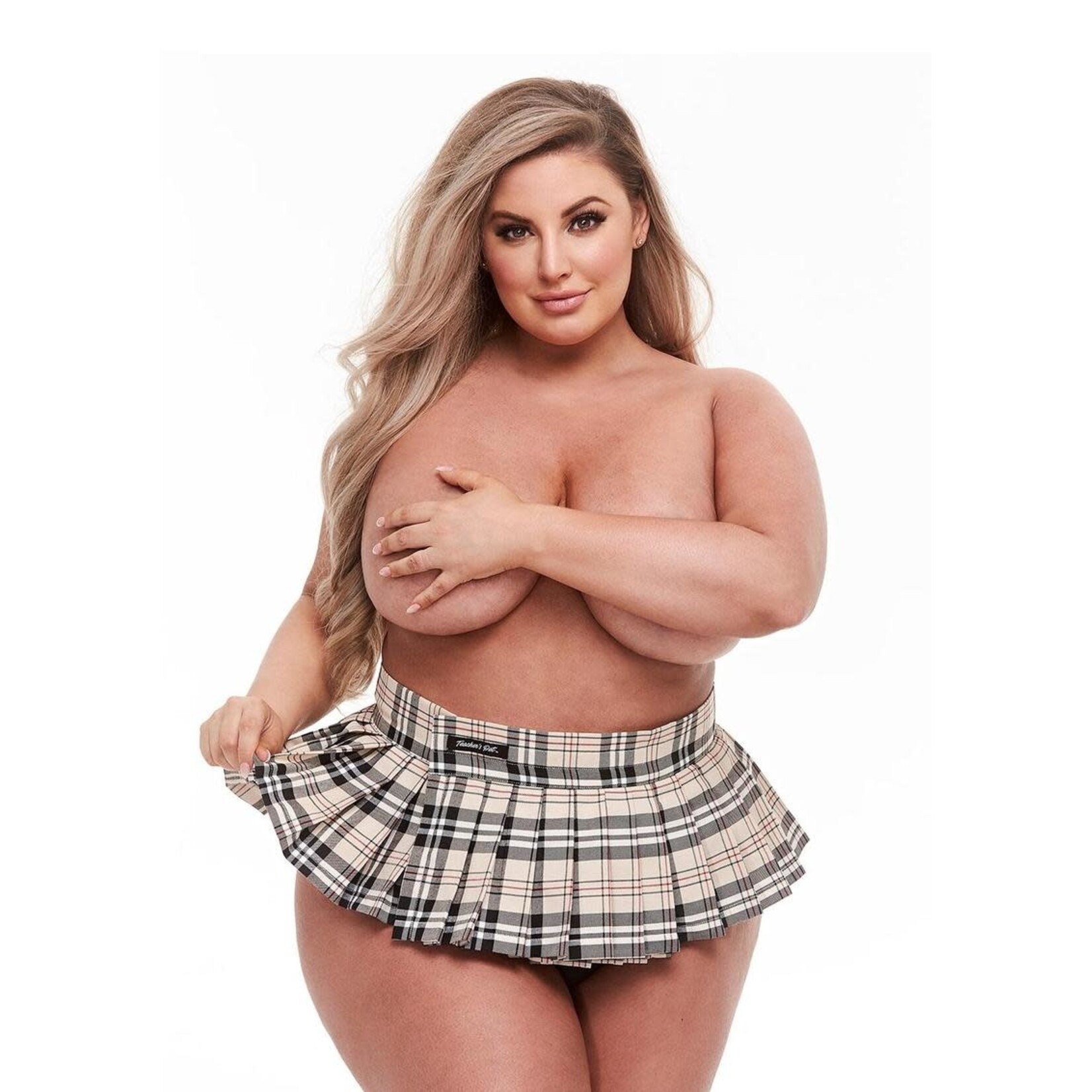 Teacher's Pet Schoolgirl Skirt - Camel - Plus Size