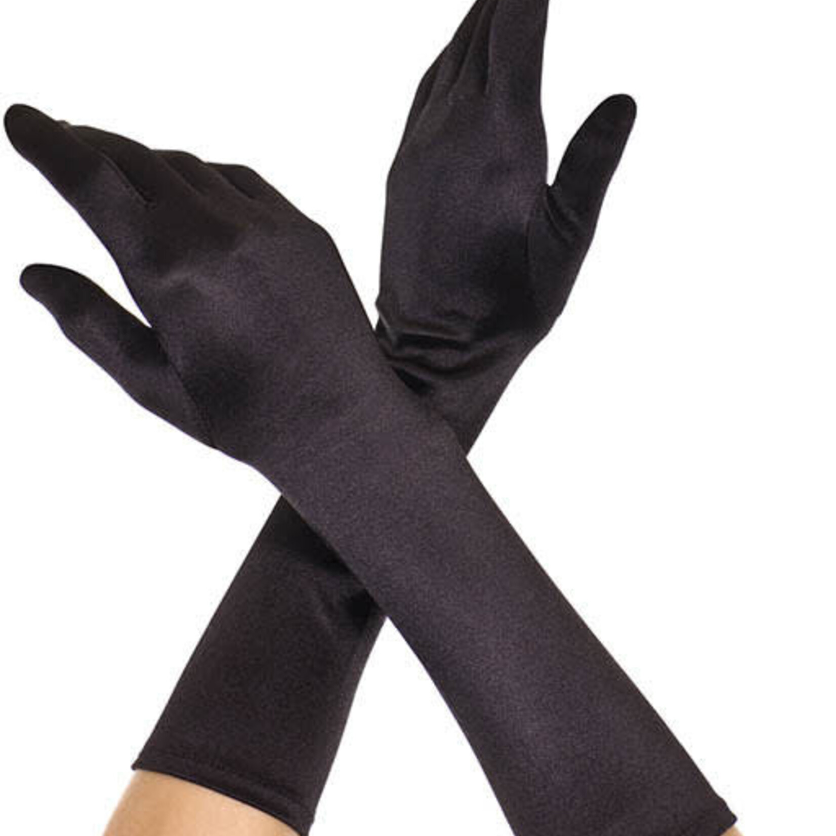 Music Legs Elbow Length Satin Gloves - Black - OS