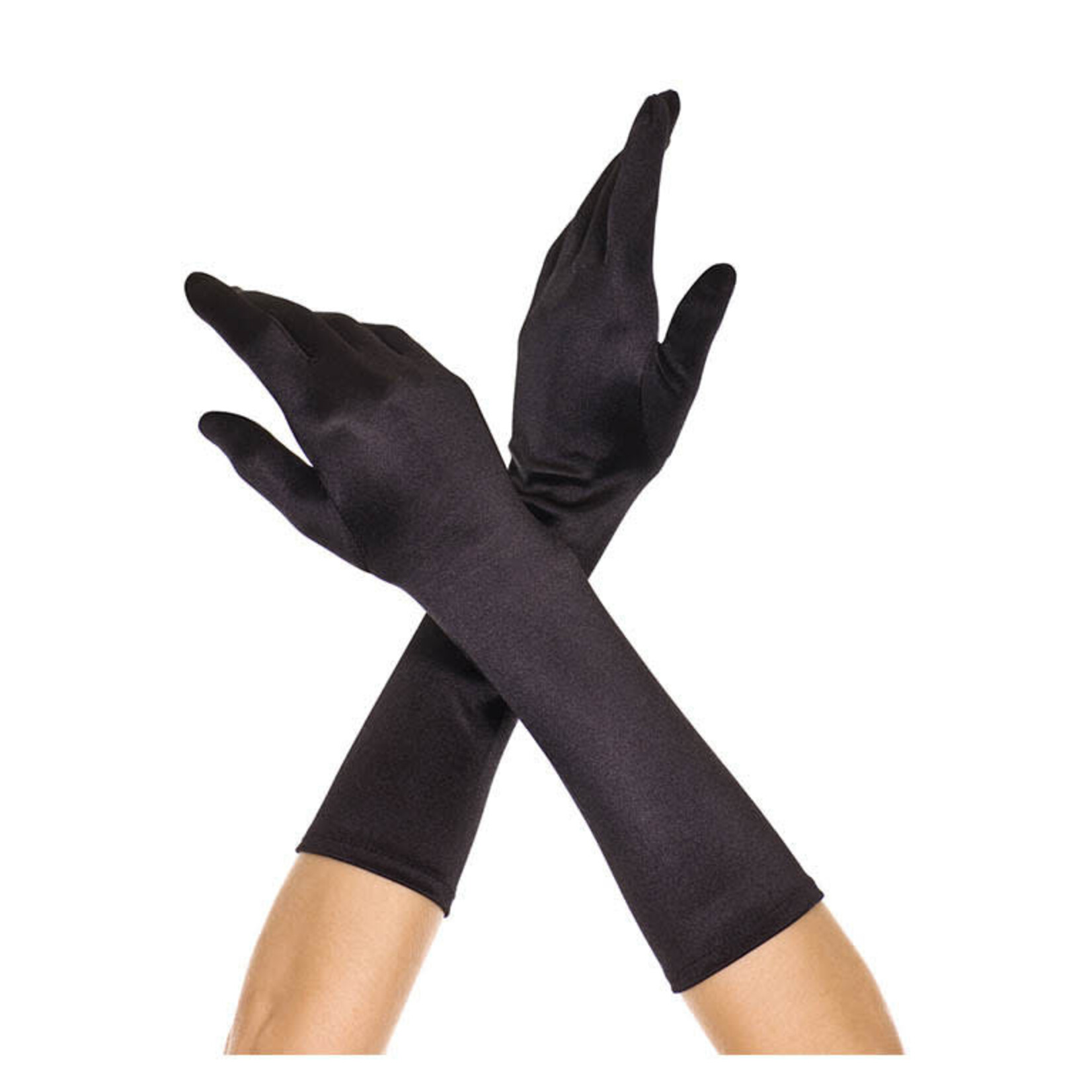 Music Legs Elbow Length Satin Gloves - Black - OS