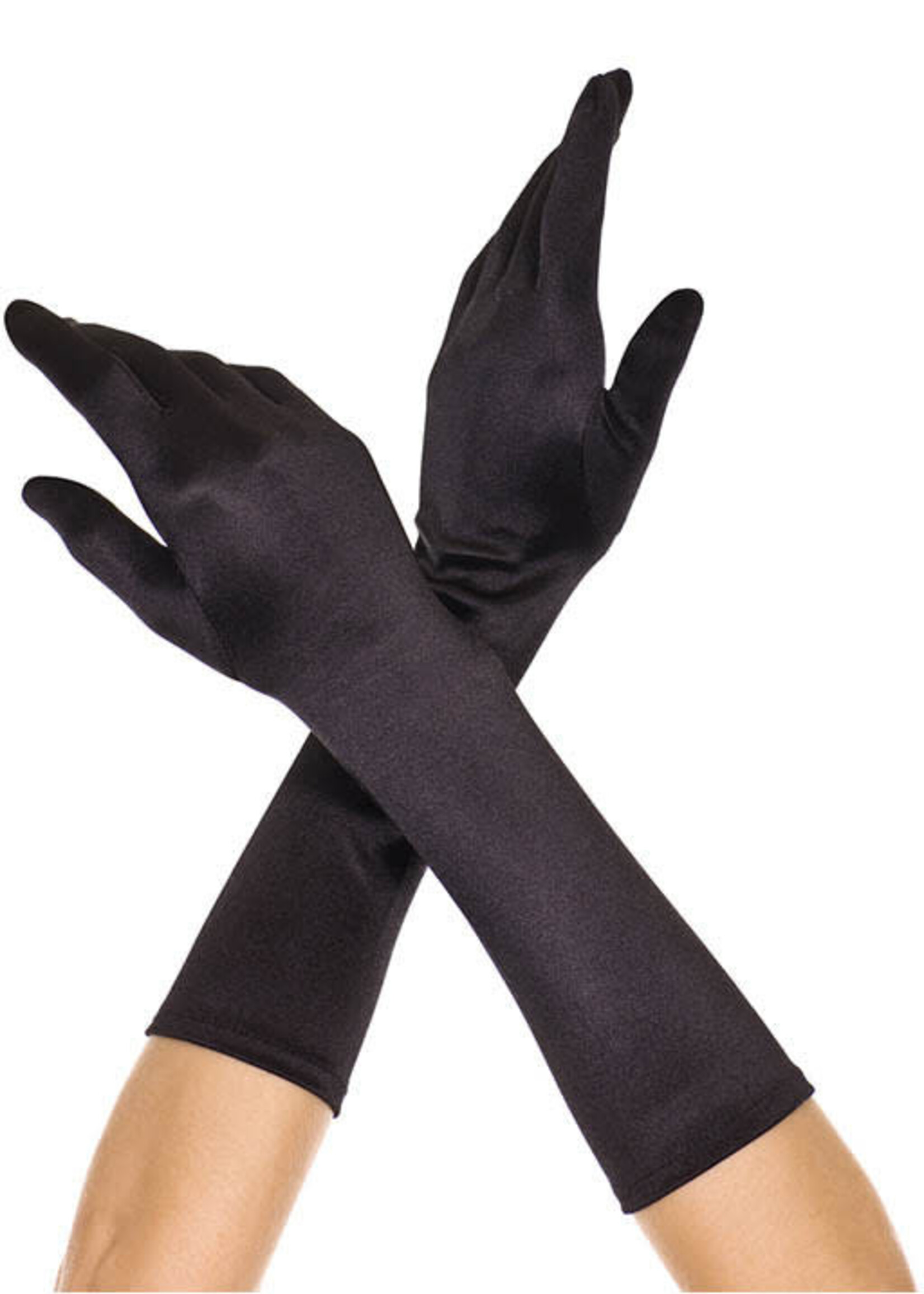Music Legs Elbow Length Satin Gloves - Black - OS