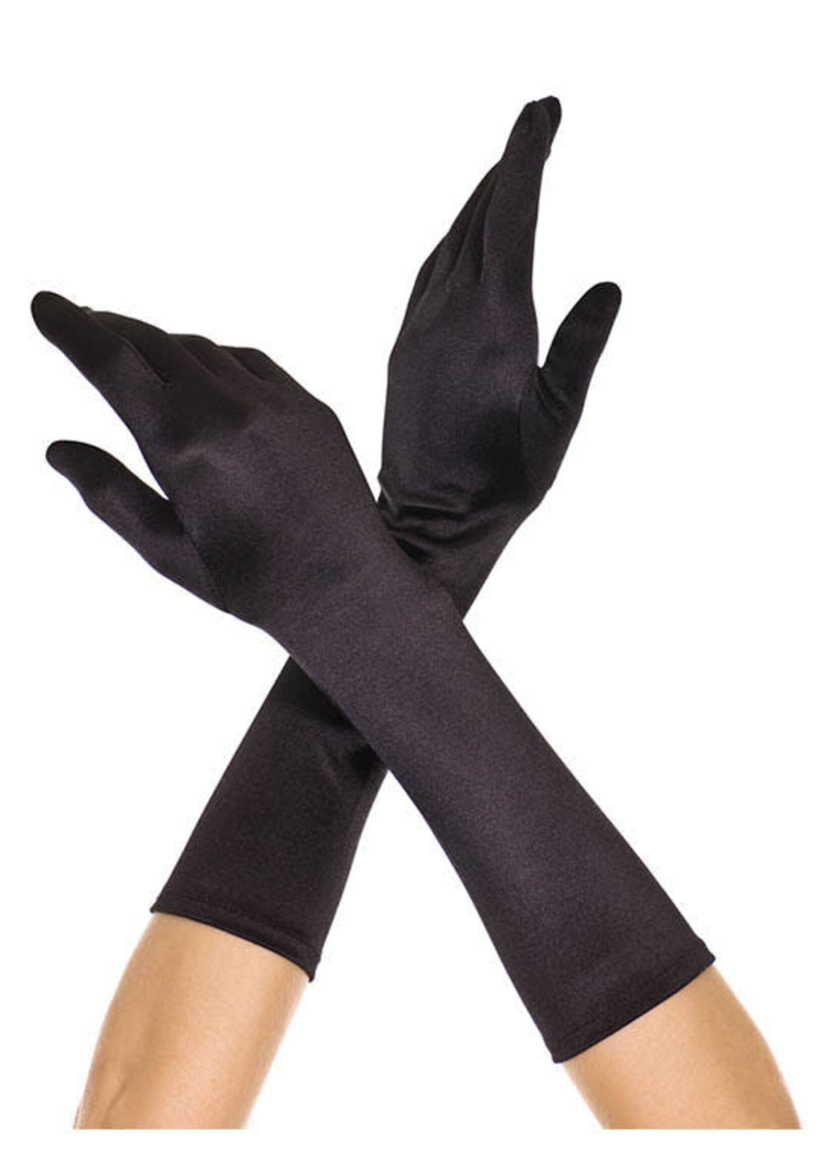Music Legs Elbow Length Satin Gloves - Black - OS