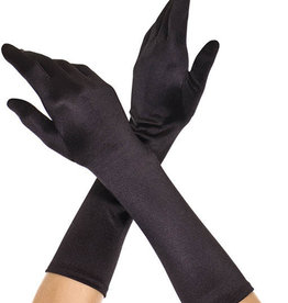 Music Legs Elbow Length Satin Gloves - Black - OS