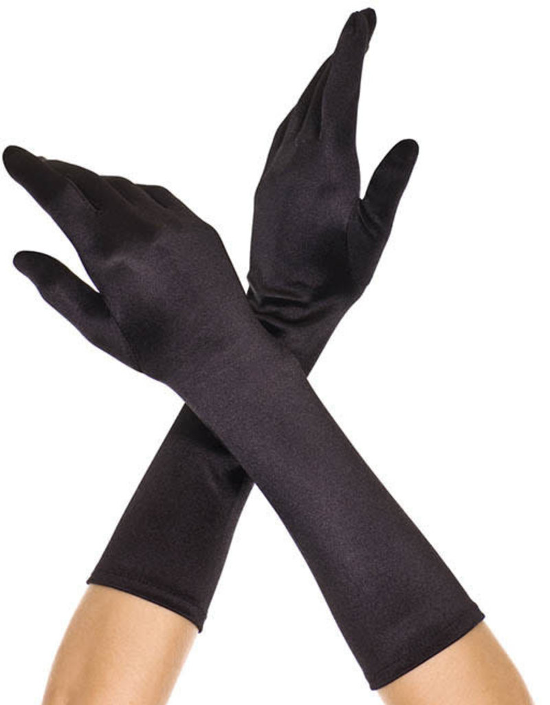Music Legs Elbow Length Satin Gloves - Black - OS