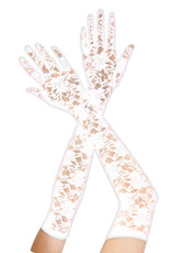 Music Legs Extra Long Lace Gloves - White - OS