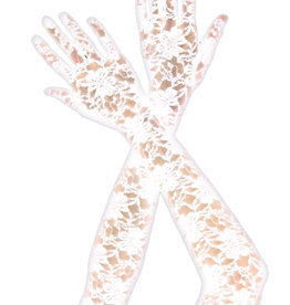 Music Legs Extra Long Lace Gloves - White - OS