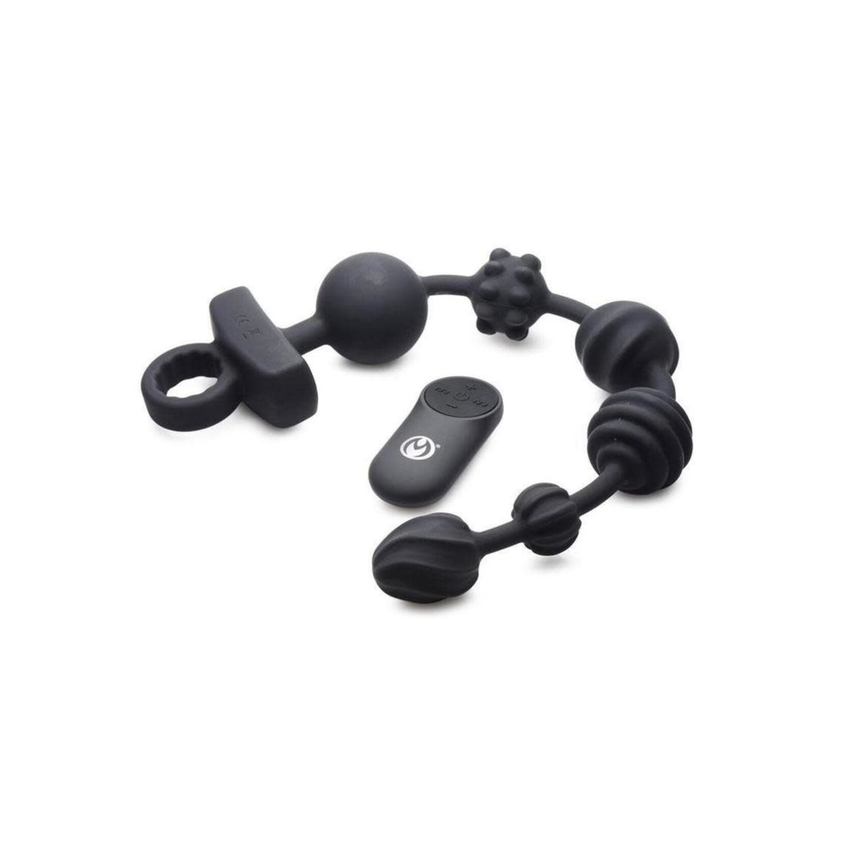 XR Brands Master Series Master Series Vibrating Silicone Anal Beads with Remote Control - Black
