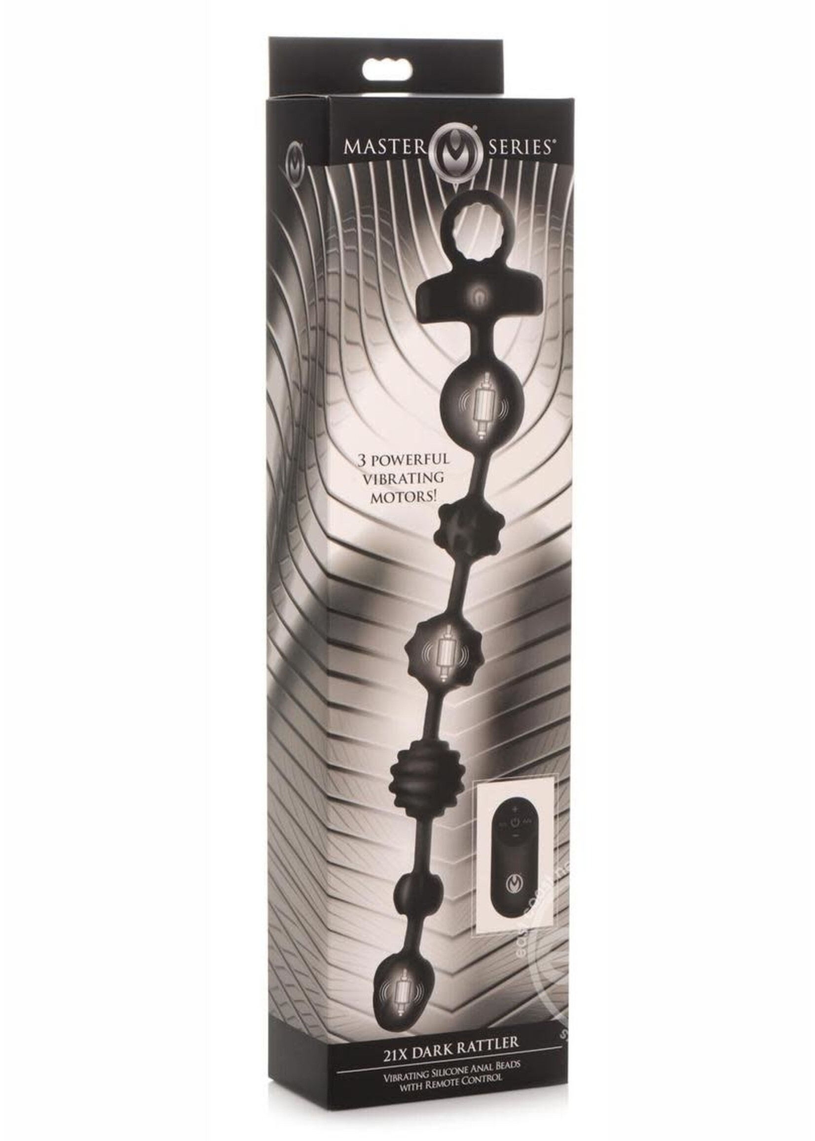 XR Brands Master Series Master Series Vibrating Silicone Anal Beads with Remote Control - Black