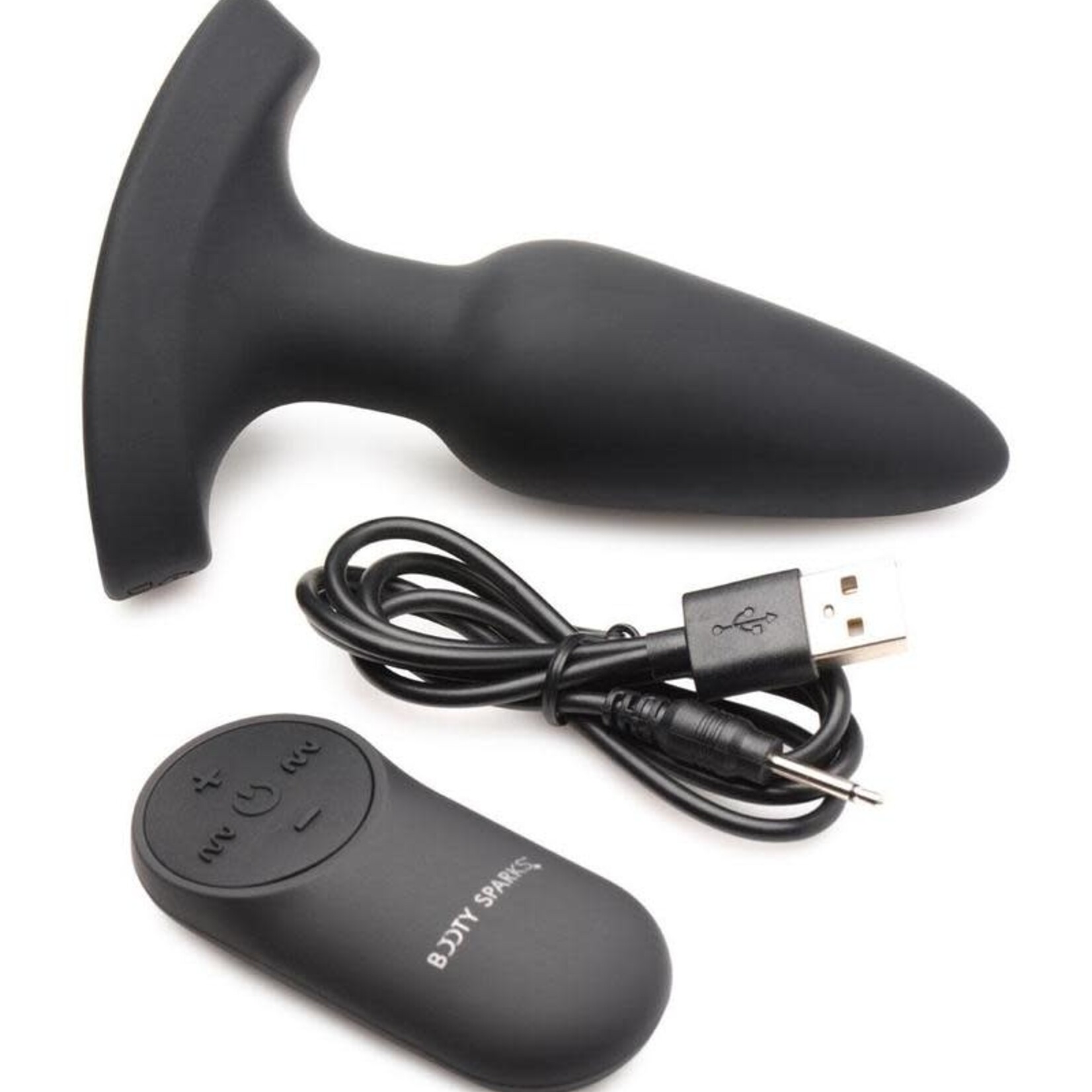 XR Brands Booty Sparks Booty Sparks Laser F... Me Rechargeable Silicone Anal Plug with Remote Control  - Black with Red Light