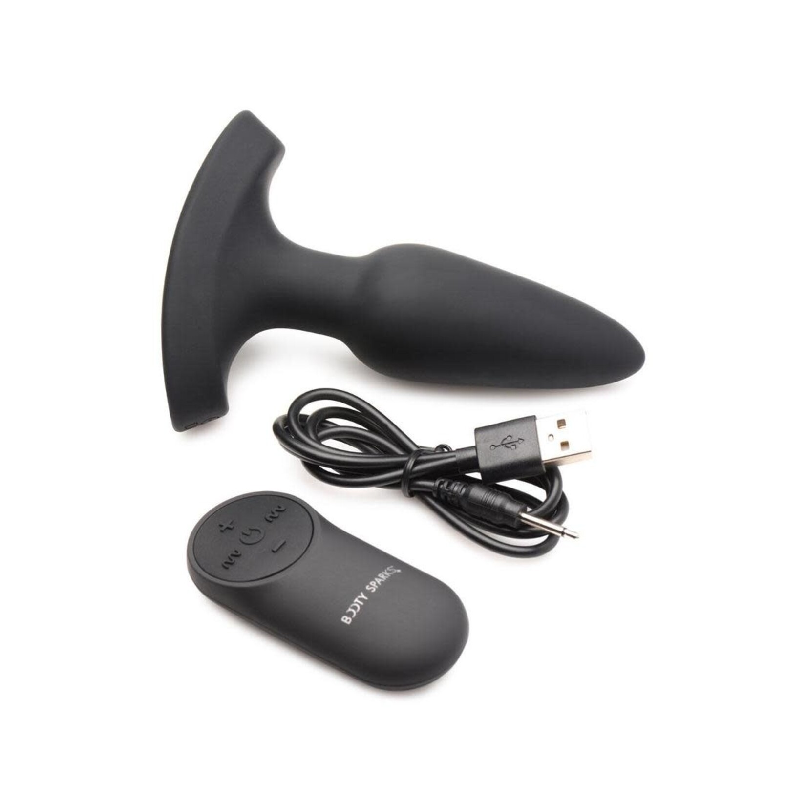 XR Brands Booty Sparks Booty Sparks Laser F... Me Rechargeable Silicone Anal Plug with Remote Control  - Black with Red Light
