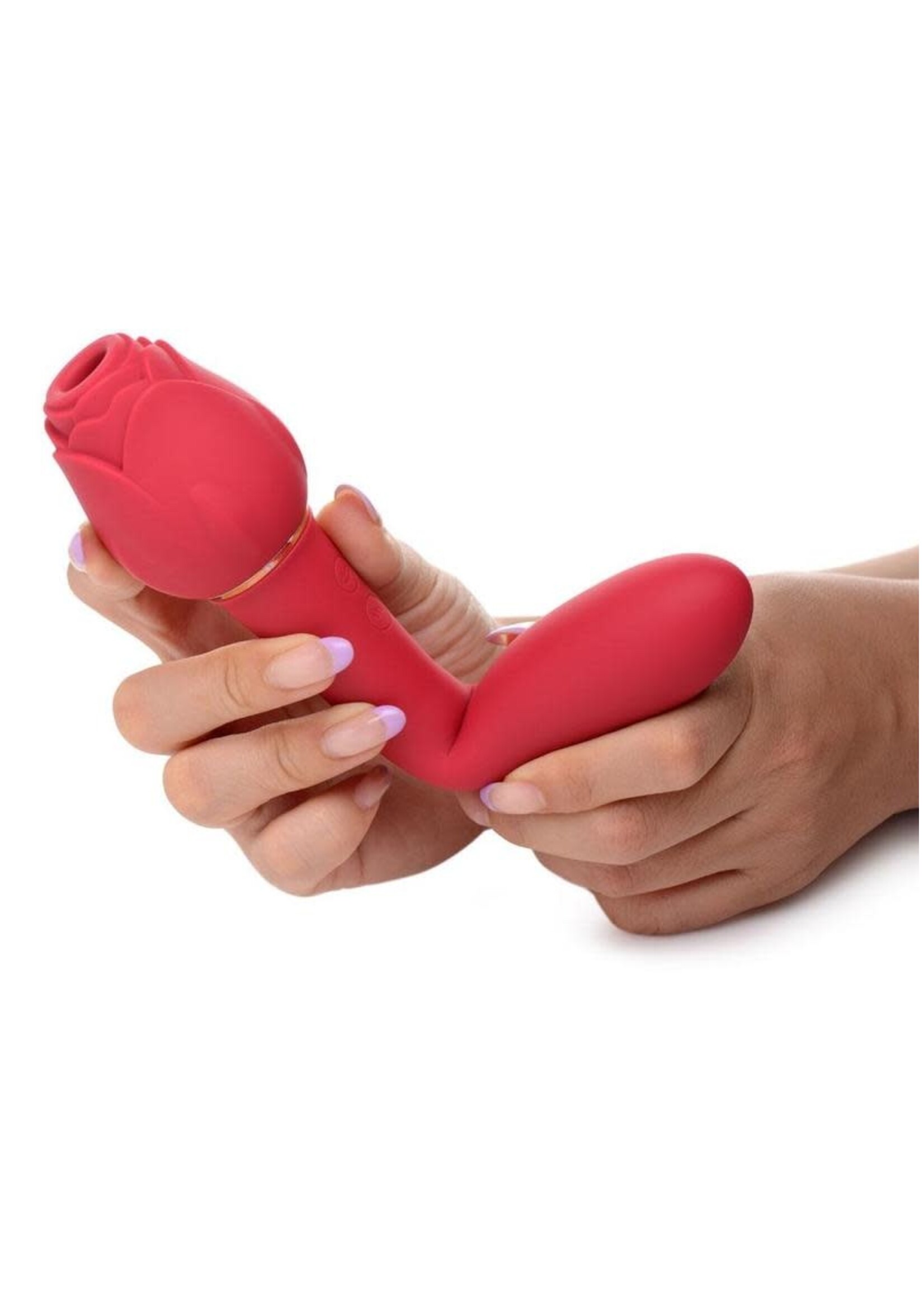 XR Brands inmi Inmi Bloomgasm Suction Rose Vibrator Rechargeable Clit Stimulator - Red
