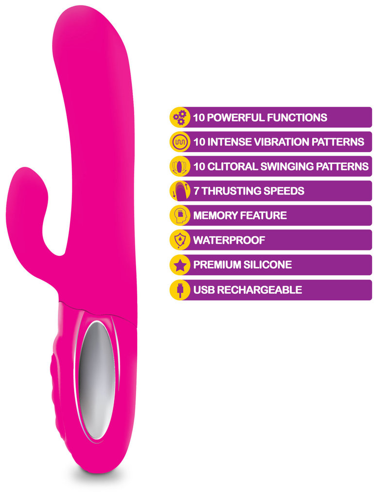 Viben Hypnotic - Hot Pink - Thrusting Rabbit With Swinging Clitoral Stimulator