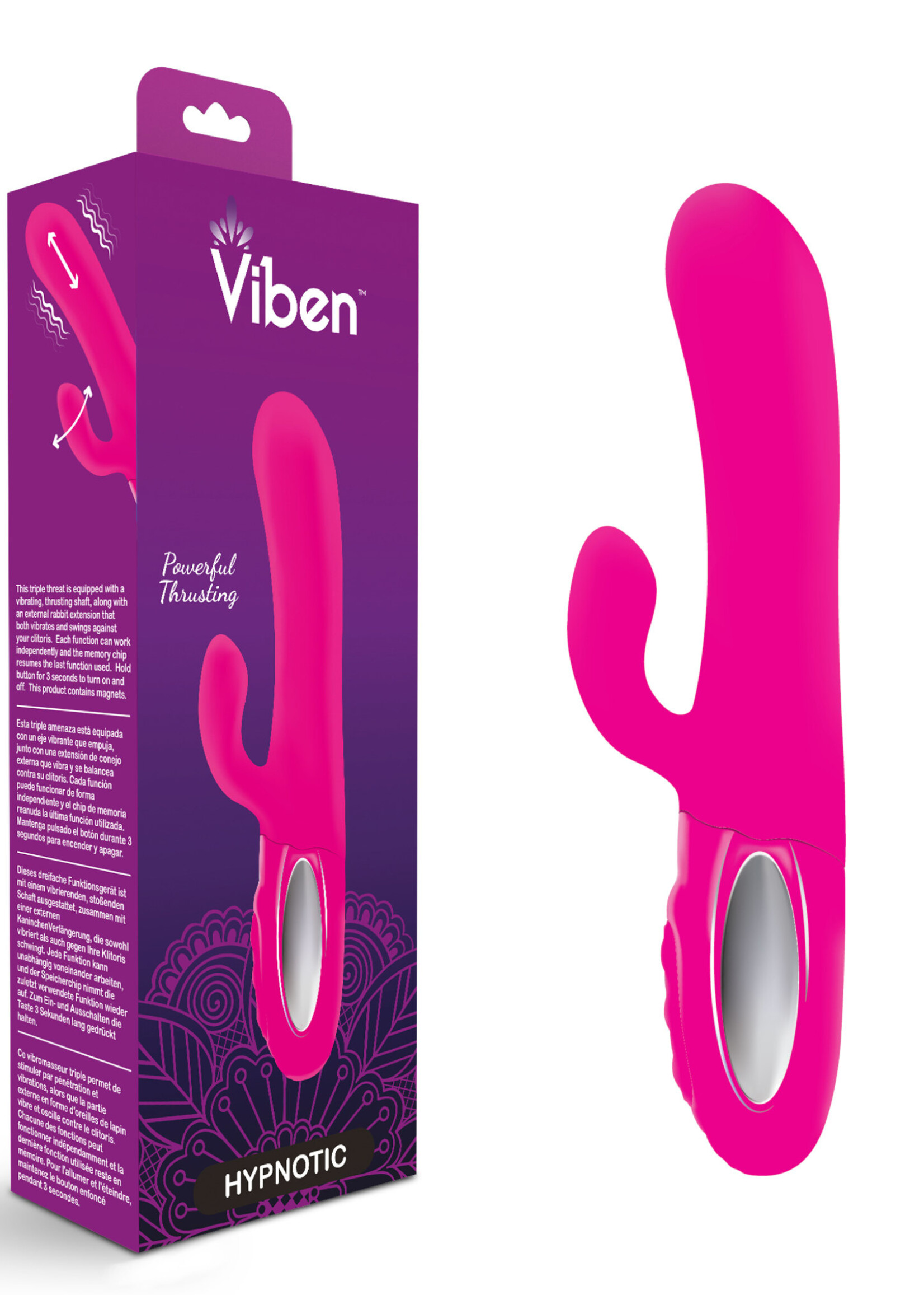 Viben Hypnotic - Hot Pink - Thrusting Rabbit With Swinging Clitoral Stimulator