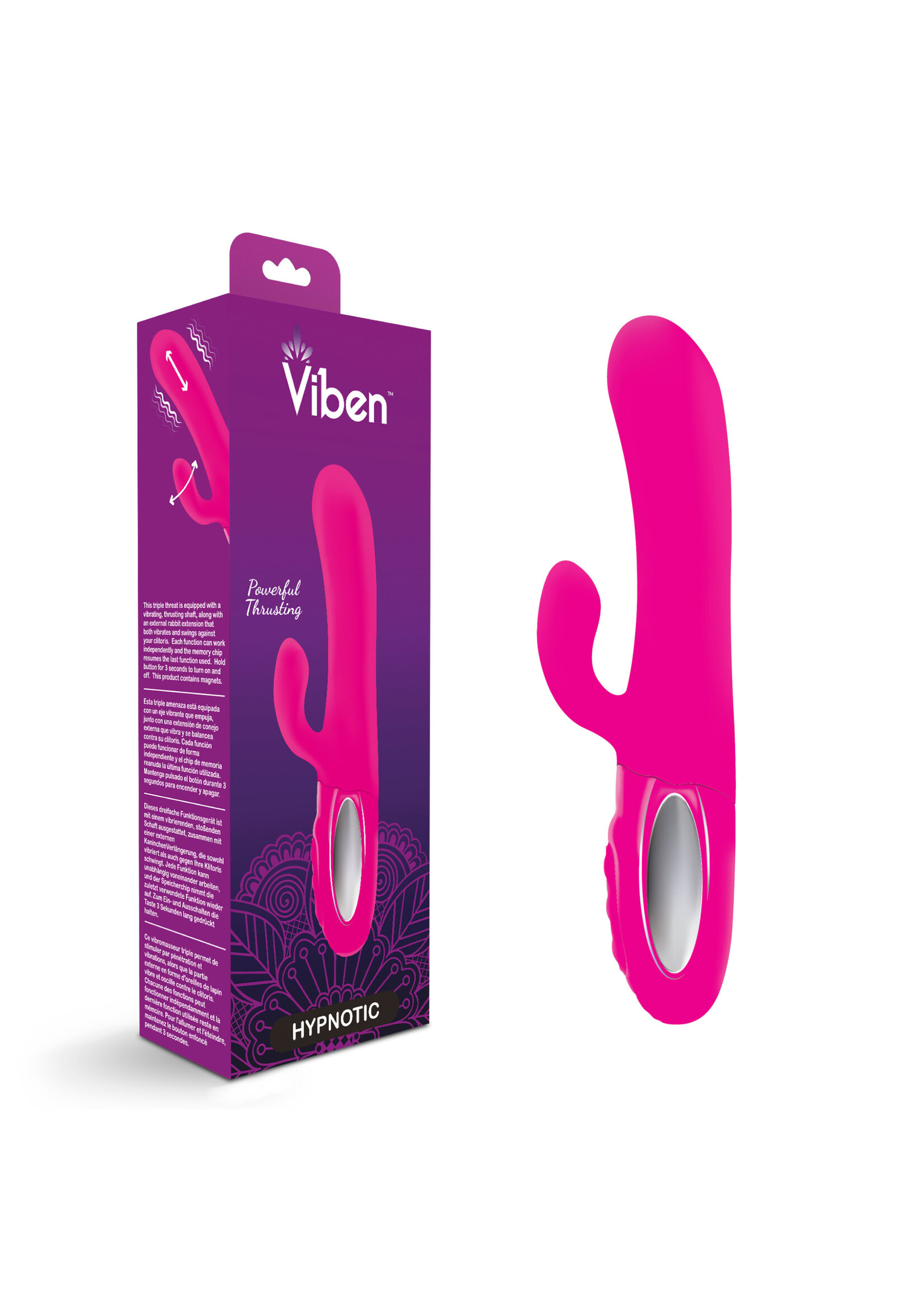 Viben Hypnotic - Hot Pink - Thrusting Rabbit With Swinging Clitoral Stimulator