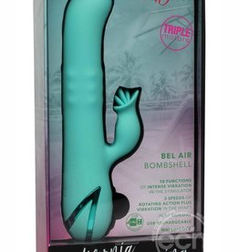 Calexotics California Dreaming Bel Air Bombshell Rechargeable Silicone Vibrator with Clitoral Stimulator - Blue