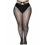 Leg Avenue Micro Net Strappy Waist Crotchless Tights - Plus Size