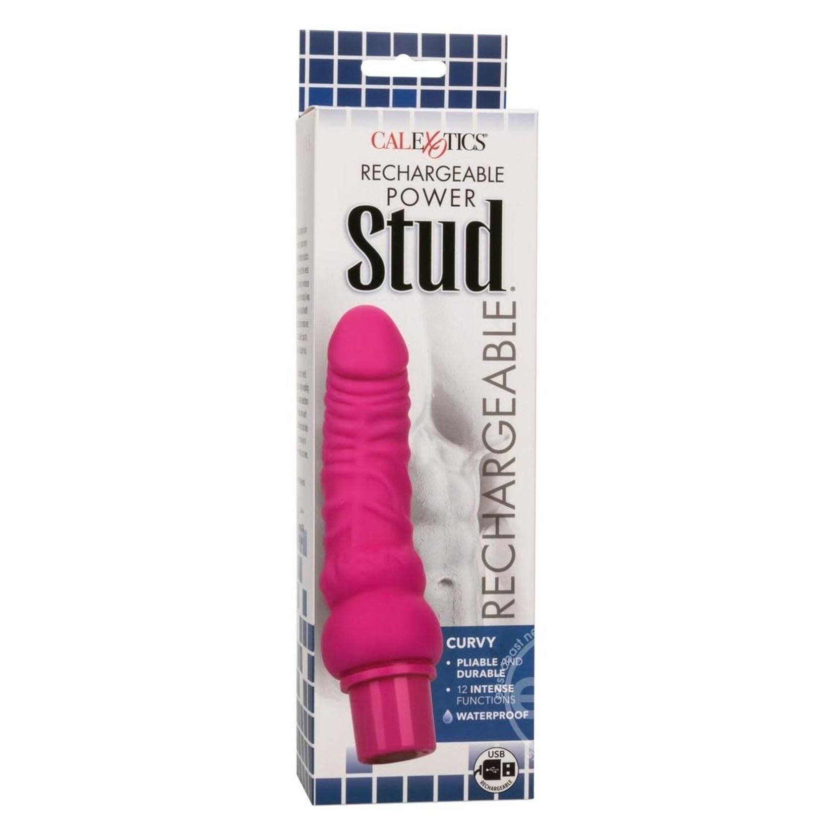 Calexotics Rechargeable Power Stud Curvy Silicone Vibrating Dong