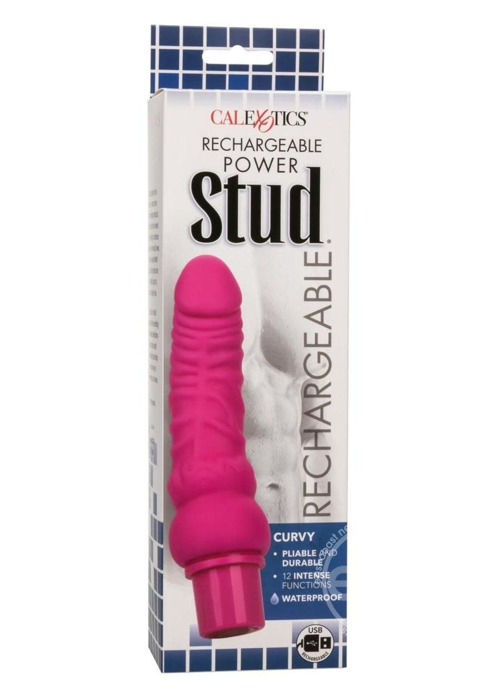Calexotics Rechargeable Power Stud Curvy Silicone Vibrating Dong