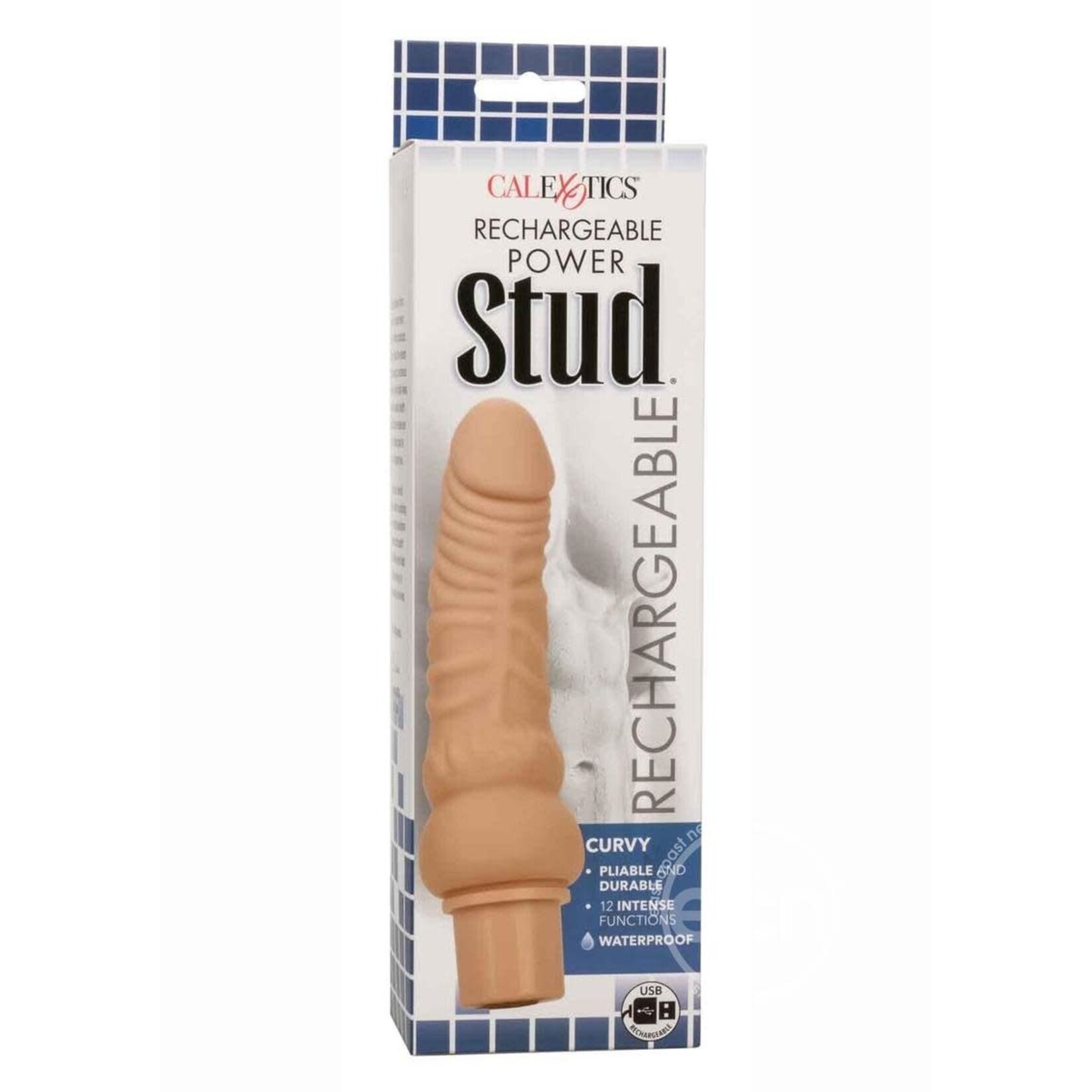Calexotics Rechargeable Power Stud Curvy Silicone Vibrating Dong