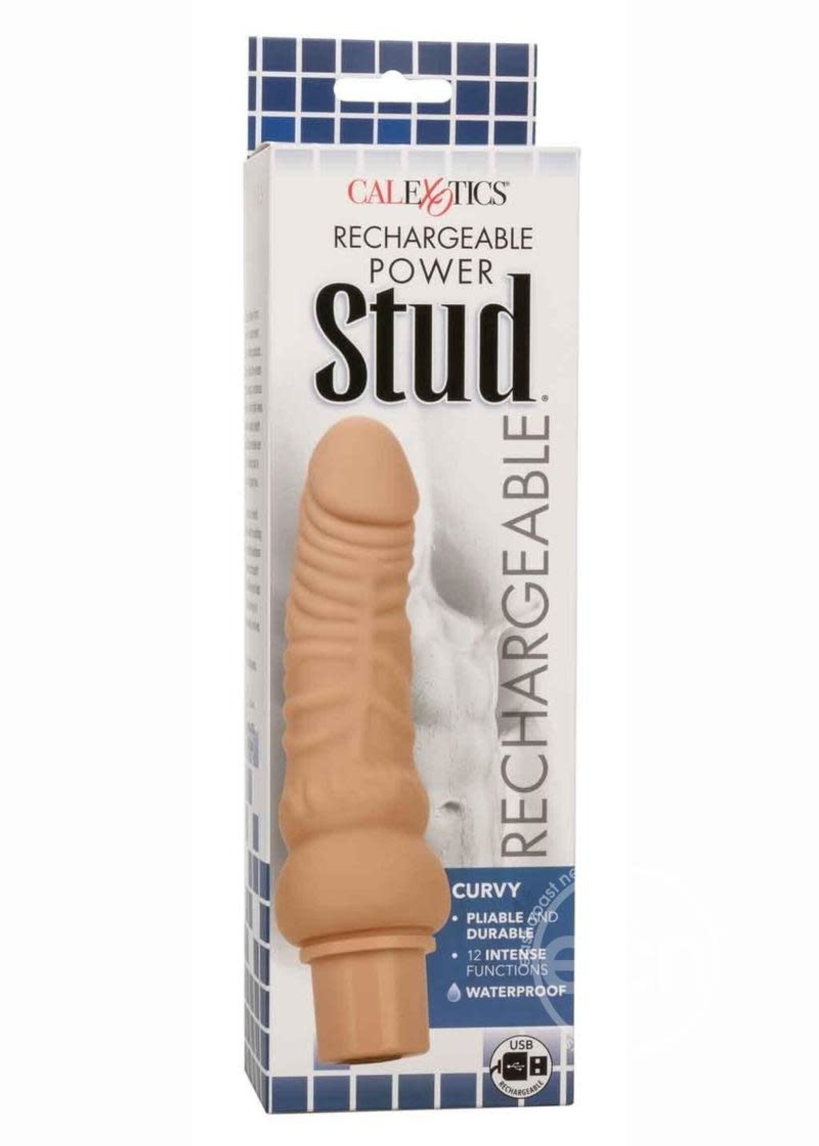 Calexotics Rechargeable Power Stud Curvy Silicone Vibrating Dong