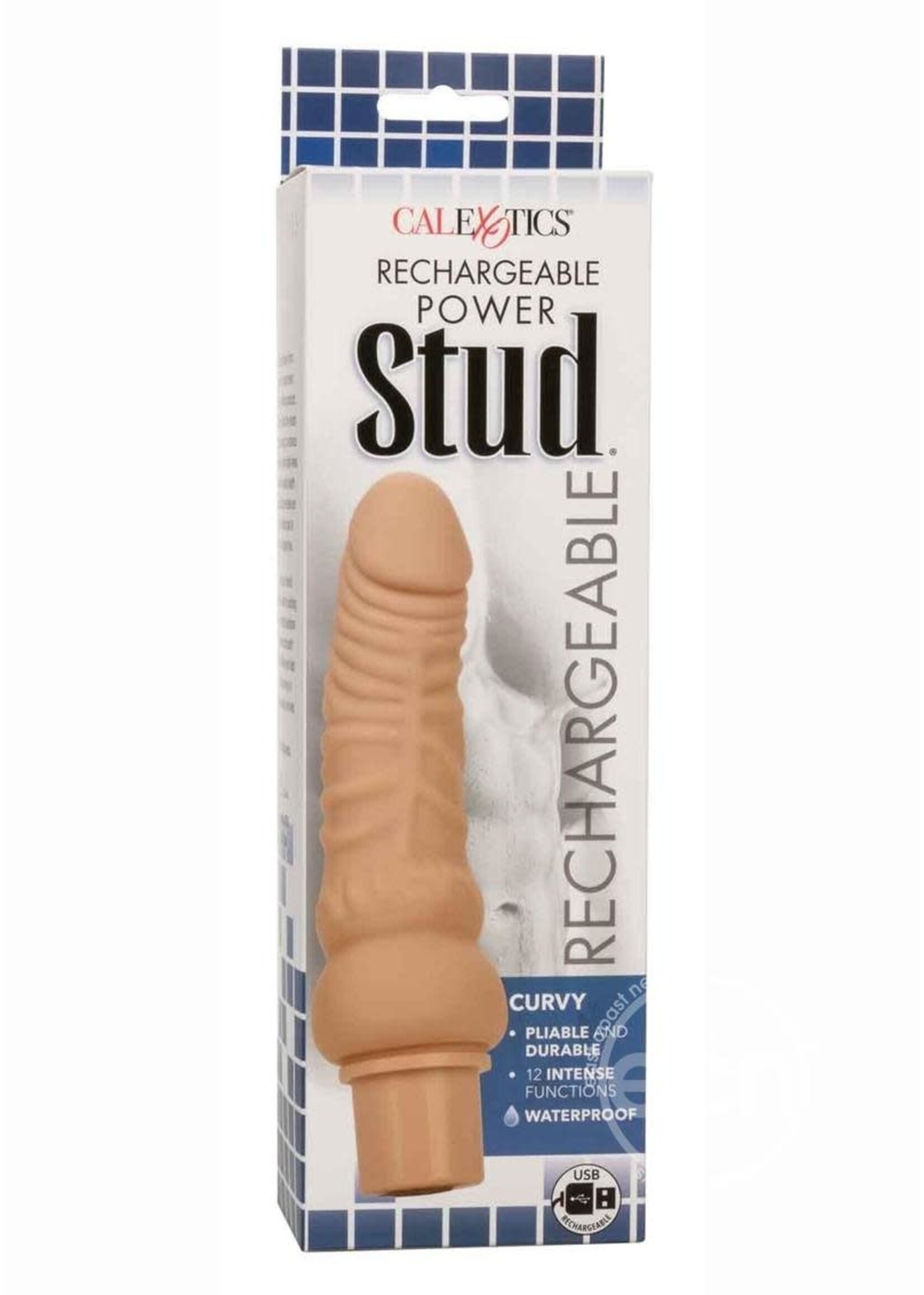 Calexotics Rechargeable Power Stud Curvy Silicone Vibrating Dong