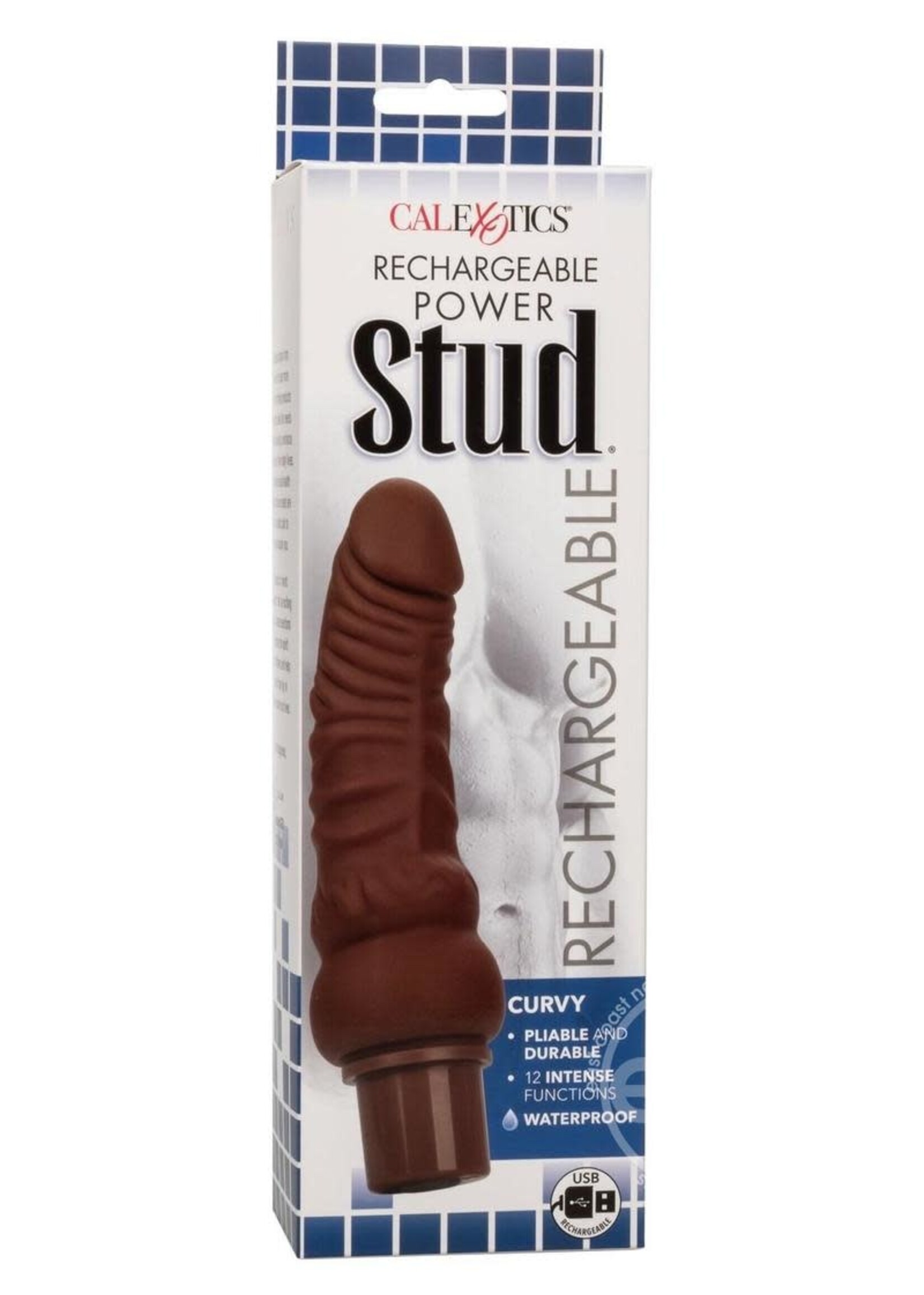 Calexotics Rechargeable Power Stud Curvy Silicone Vibrating Dong
