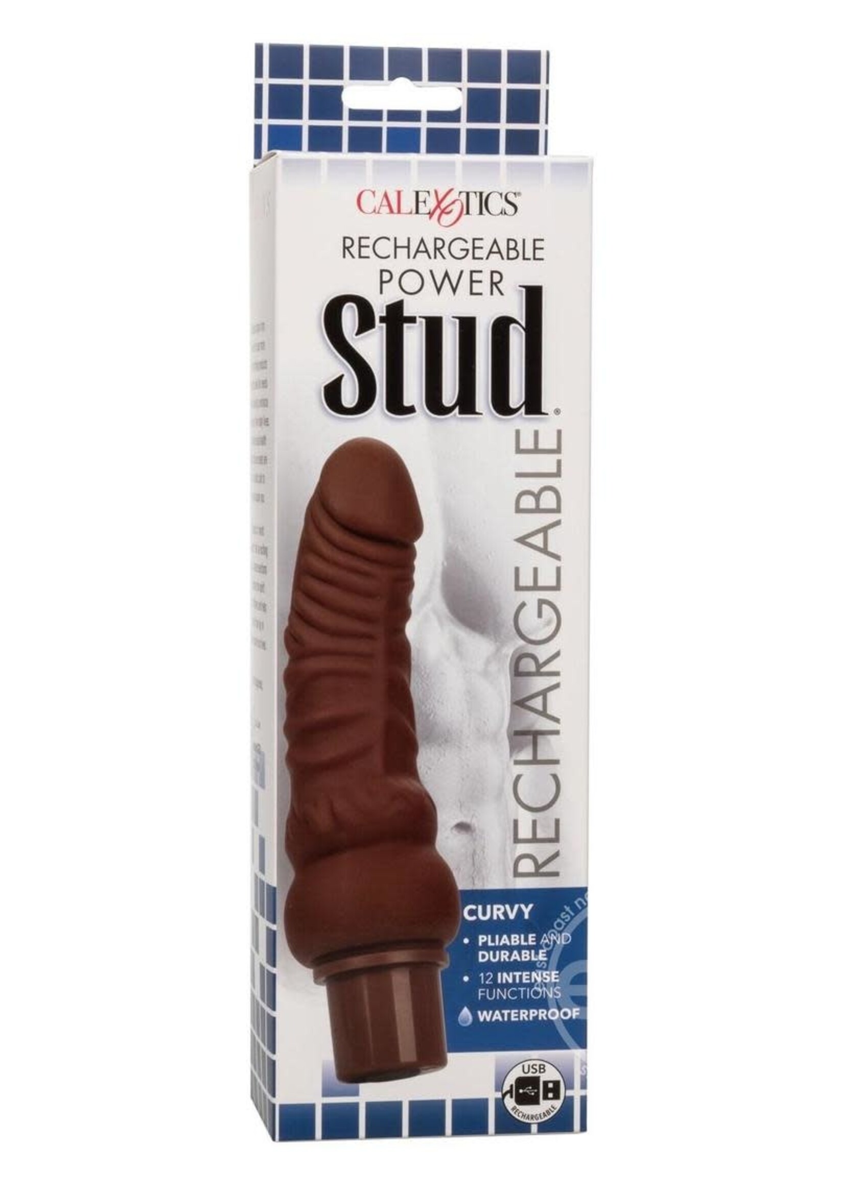 Calexotics Rechargeable Power Stud Curvy Silicone Vibrating Dong