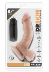Blush Novelties Dr Skin Dr Ken Dildo With Balls 6.5in Vibrating With Wired Remote - Vanilla