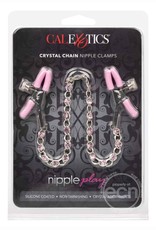 Calexotics Nipple Play Crystal Chain Nipple Clamps - Pink