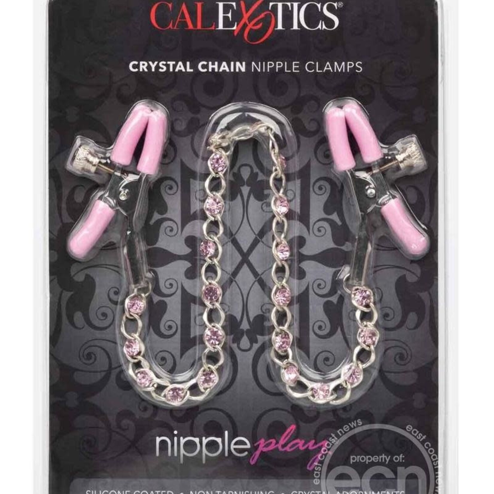 Calexotics Nipple Play Crystal Chain Nipple Clamps - Pink