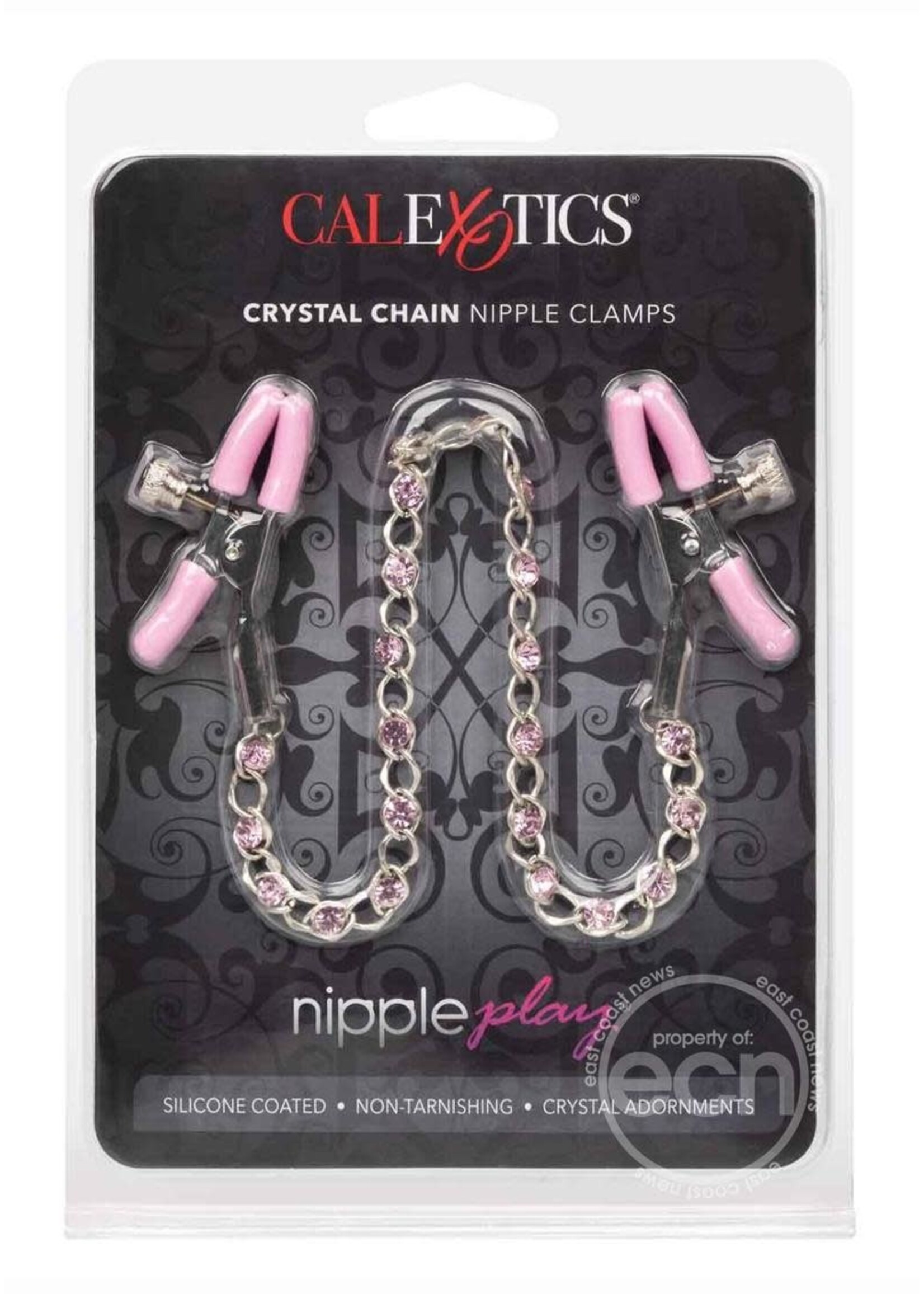 Calexotics Nipple Play Crystal Chain Nipple Clamps - Pink